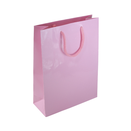 PPK88MG - Medium Baby Pink Gloss Laminated Paper Bags
