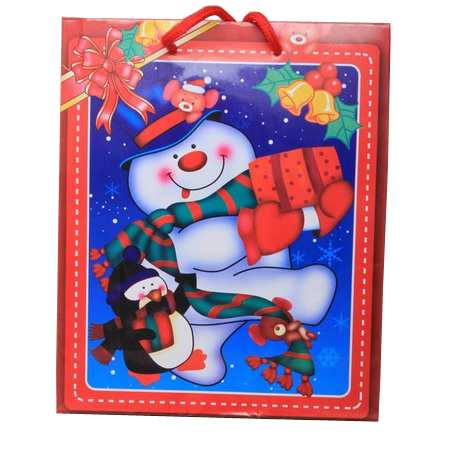 Medium Red Snowman Christmas Gift Bag Medium Red Snowman Christmas Gift Bag