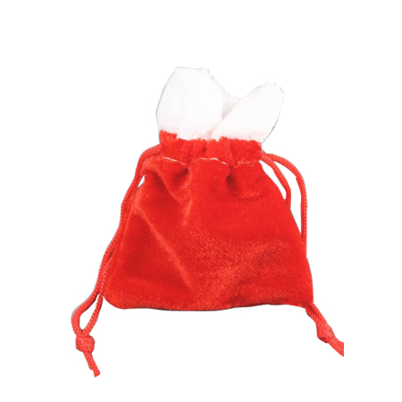 Ex Small Red Velvet Christmas Santa Sack Drawstring Gift Bag