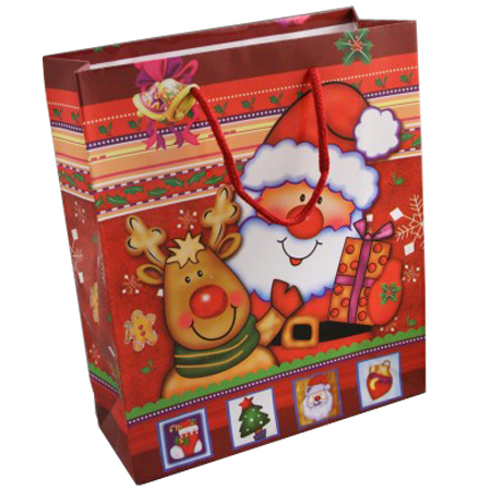 Large Red Christmas Santa Reindeer Gift Bag