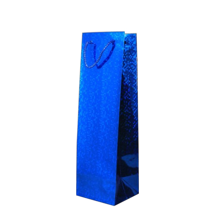 Blue Holographic Foil Bottle Gift Bag with Corded Handle Blue Holographic Foil Bottle Gift Bag with Corded Handle