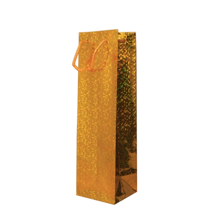 Gold Holographic Foil Bottle Gift Bag with Corded Handle Gold Holographic Foil Bottle Gift Bag with Corded Handle