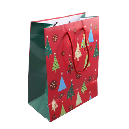 Medium Glossy Red Christmas Gift Bag with Tree Decoration Medium Glossy Red Christmas Gift Bag with Tree Decoration