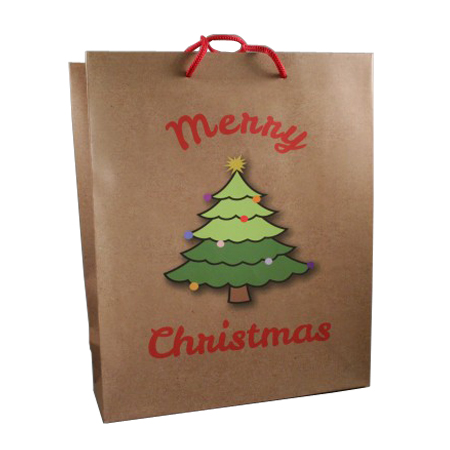 Large-Brown-Merry Christmas with Christmas Tree Gift Bag Large-Brown-Merry Christmas with Christmas Tree Gift Bag
