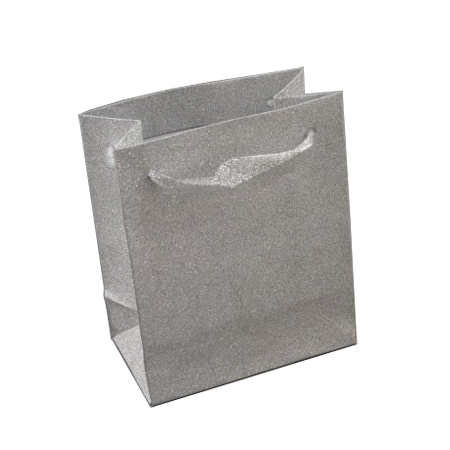 Small Silver Glitter Gift Bag with Ribbon Handles