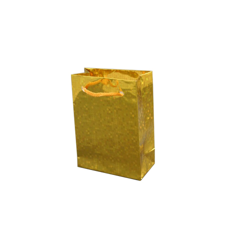 Small Gold Holographic Foil Gift Bag with Gold Corded Handles