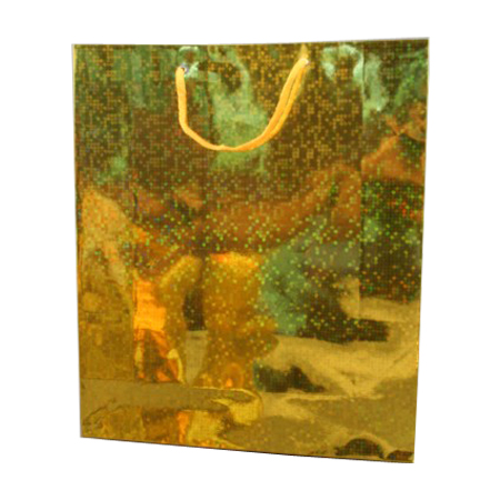 Large Gold Holographic Foil Gift Bag with Gold Corded Handles