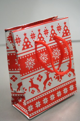 Small Red Christmas Holographic Gift Bag with Red Corded Handle Small Red Christmas Holographic Gift Bag with Red Corded Handle