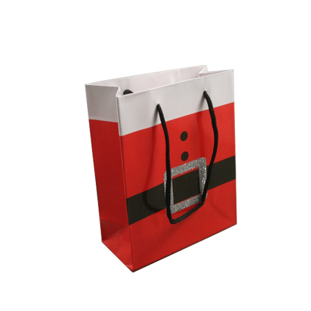 Small Red Glossy Santa Belt/Buckle Gift Bag