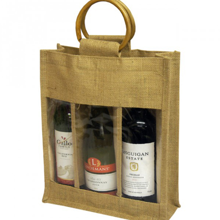 Three Bottle Jute Bags Three Bottle Jute Bags