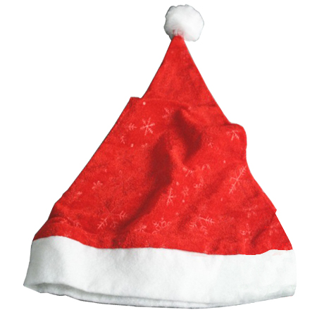 Christmas Santa Hat in Red Velvet Snowflake Detailed Fabric Christmas Santa Hat in Red Velvet Snowflake Detailed Fabric