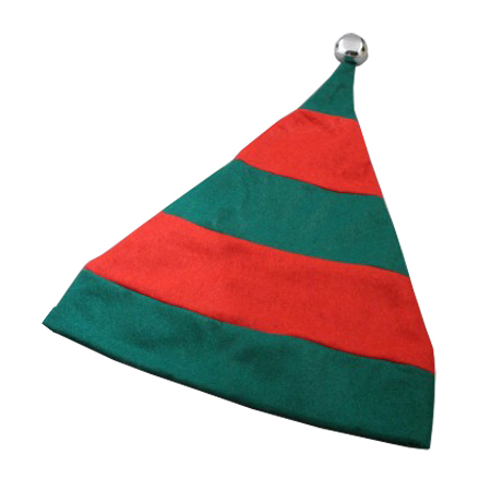 Christmas Striped Elf Hat in Green with Red Trim and Silver Bell Christmas Striped Elf Hat in Green with Red Trim and Silver Bell