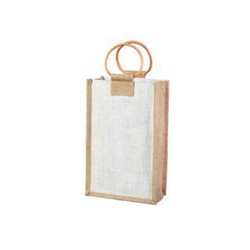 Double Bottle Wine Bags Natural + White Jute Bags