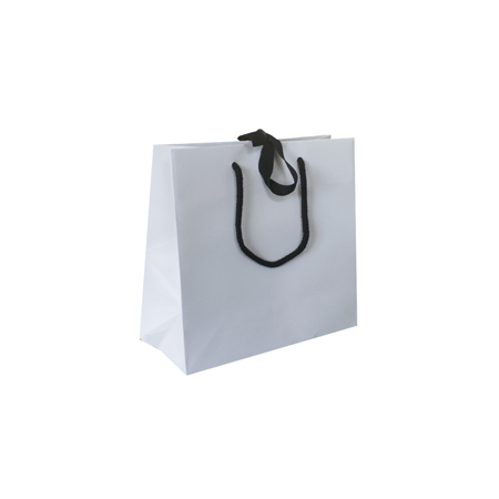 Small White Ribbon Tie Laminated Paper Carrier Bags