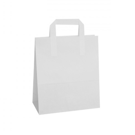 Medium White Paper Carrier Bags Flat Taped Handle