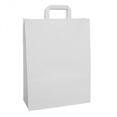 Large White Paper Carrier Bags Flat Taped Handle