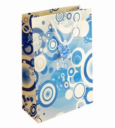 Large Blue Circles Paper Bags with Gift Tag