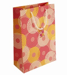 Large Pink Circles Paper Bags with Gift Tag