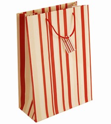 Large Red & White Stripes Paper Bags with Gift Tag