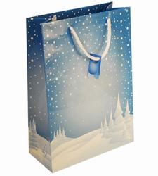 Medium Blue Xmas Paper Gift Bag