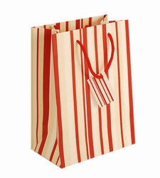 Medium Red & White Stripes Paper Bags with Gift Tag