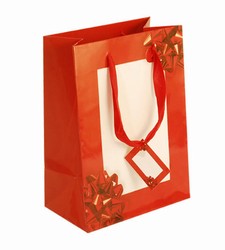 Medium-Red Bow-Paper Bags with Gift Tag