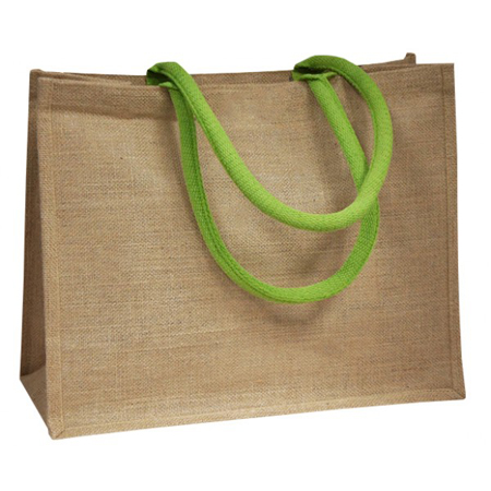 Large Lime Green Handle Jute Bags